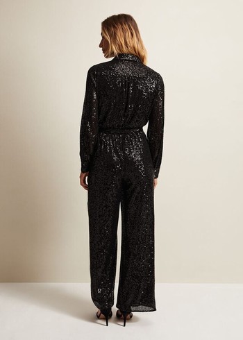 Phase Eight Alessandra Sequin Dress Black USA | 6738094-KM